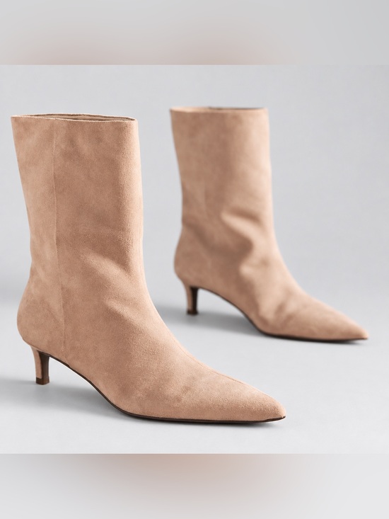 Seychelles Shoes - Seychelles Game Changer Taupe Suede Pointed Toe Kitten Heel Boots 8 NWOB